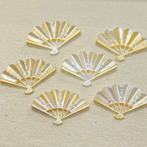 Natural Mother of pearl fan shape cutting for jewelry making embossment design for pendant face cutting small beans cabochon bracelet