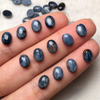Natural Mother of pearl small cabochon oval shape blue gray stone jewelry inlay design parts rings design making necklace design