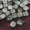 Natural Mother of pearl black flower shape cutting rings design making embossment face DIY jewelry girl play things colorful