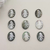 Natural Mother of pearl image cutting oval shape fox animal design black shell icons making cabochon shape women jewelry pendant