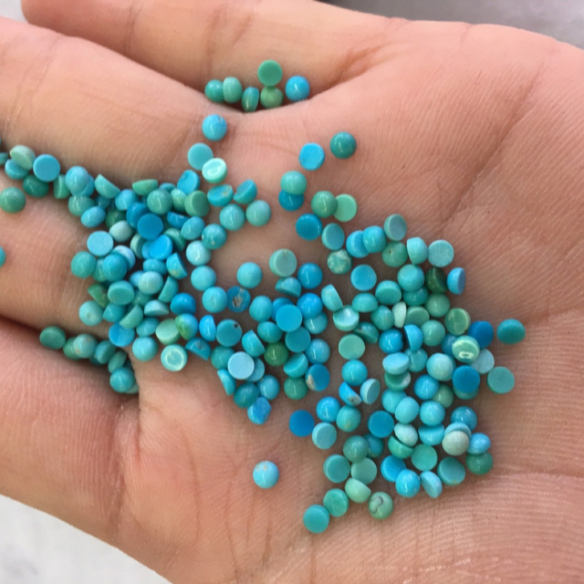 Natural Mother of pearl small beads cabochon 2mm rings inlay making turquoise blue stone round shape beads earrings design 