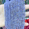 Natural Mother of pearl tanzanite beads face cutting necklace making women jewelry fashion design small ball blue color stone 