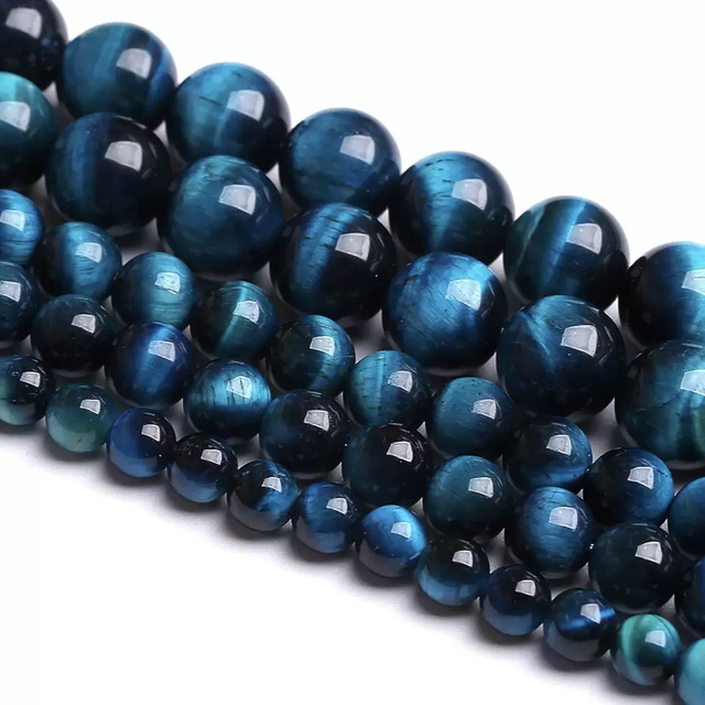 Natural Mother of pearl necklace women jewelry blue tiger eyes stone beans round ball bracelet making design for DIY small size