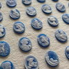 Natural Mother of pearl cameo design earrings agate shell lady face for women jewelry making pendant inlay blue agate cabochon 