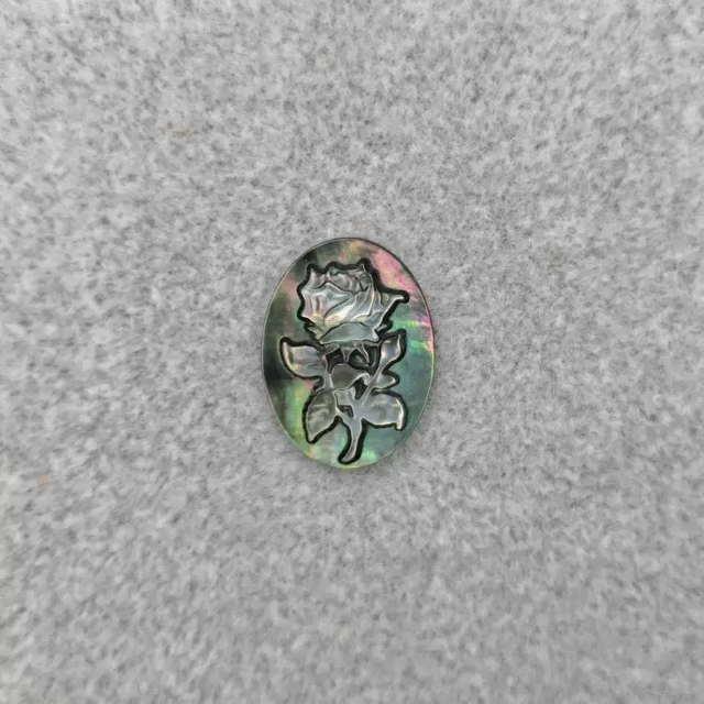 Natural Mother of pearl flower image cutting oval shape pendant embossment face for jewelry inlay making jesus design beads