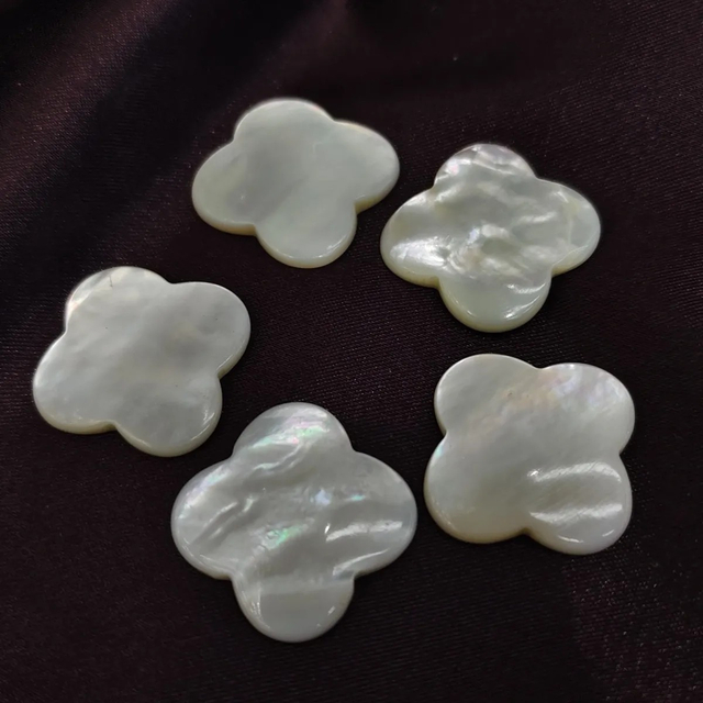 Natural Mother of pearl clover cabochon shape earring design inlay making women jewelry necklace bombe carving rings women 