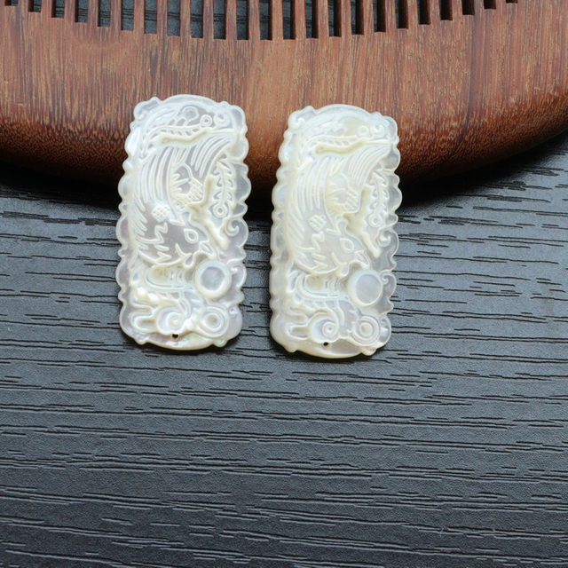 Natural Mother of pearl pendant cabochon white shell icons design for jewelry making embossment animal carving handmade 