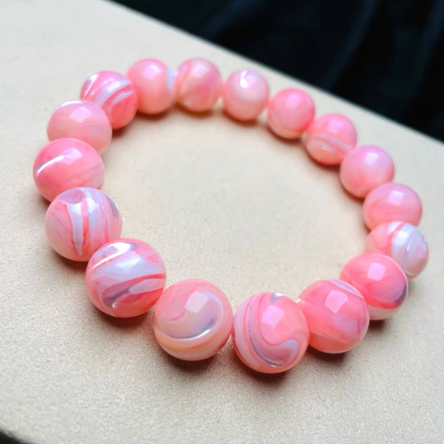 Natural Mother of pearl pink bracelet women jewelry fashion design big ball cabochon chain making red color earrings design 