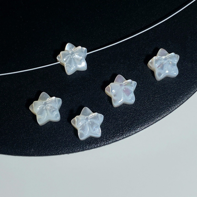 Natural Mother of pearl cabochon chain design star shape cutting for women necklace using jewelry parts white shell small beads