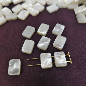 Natural Mother of pearl square necklace design for bracelet making plain face white shell rings design making inlay jewelry