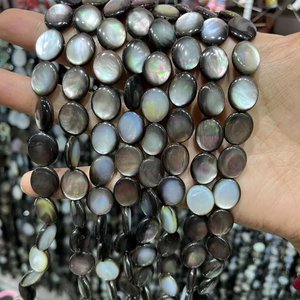 Natural Mother of pearl oval shape black shell necklace cabochon design jewelry chain design making DIY egg shape double side