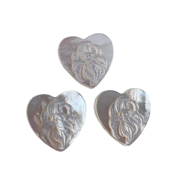 Natural Mother of pearl image design cutting for women jewelry inlay making heart shape embossment making DIY heart cabochon 