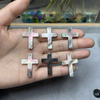 Natural Mother of pearl cross beans for women jewelry design making abalone shell small cabochon necklace parts colorful beans 