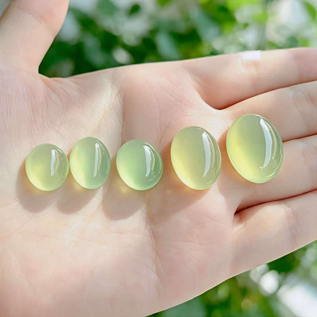 Natural Mother of pearl oval shape cutting for rings design green chalcedony small beans for necklace inlay agate jewelry making