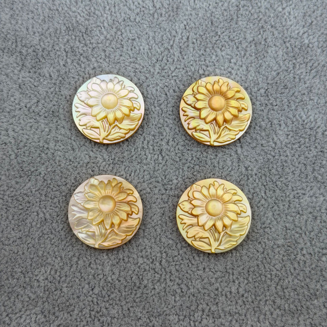 Natural Mother of pearl flower cabochon cutting round pendant women jewelry fashion design embossment shape icons image 