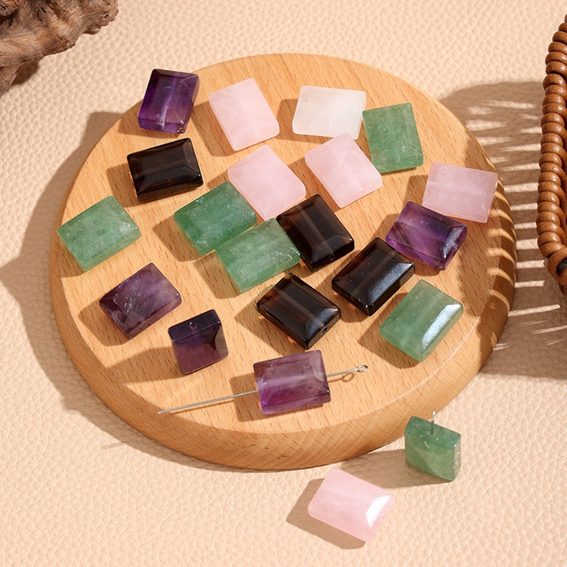 Natural Mother of pearl square cabochon shape cutting bracelet green agate white crystal face cutting for women necklace design 