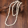 Natural Mother of pearl necklace women jewelry blue stone small beans turquoise stone DIY fashion design white color chain 