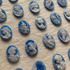 Natural Mother of pearl cameo design earrings agate shell lady face for women jewelry making pendant inlay blue agate cabochon 
