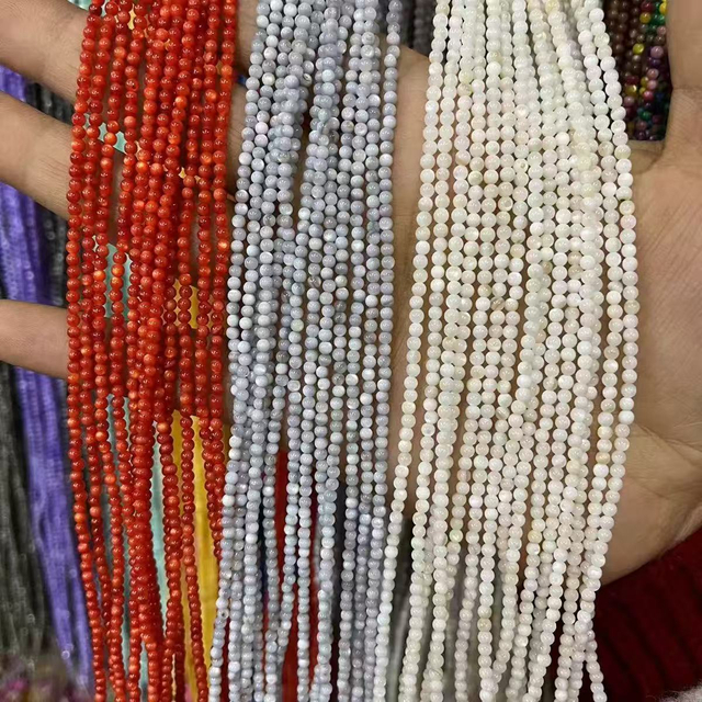 Natural Mother of pearl ball shape necklace design jewelry making DIY colorful beads small size bracelet design chain using 