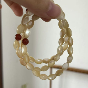 Natural Mother of pearl brown color ball bracelet rice shape chain design for jewelry DIY making round beads women jewelry