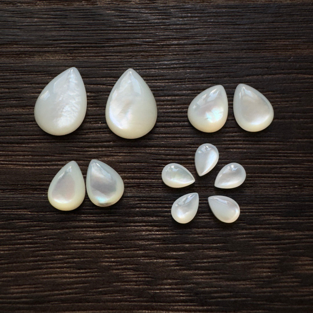 Natural Mother of pearl drop shape cutting cabochon jewelry rings making necklace design small beads white shell women jewelry