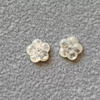 Natural Mother of pearl flower carving chain design parts small beads clover shape white shell necklace for women jewelry cutting
