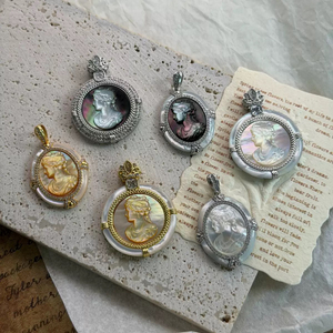 Natural Mother of pearl image cutting for pendant design making cameo design beauty face embossment cabochon for rings inlay
