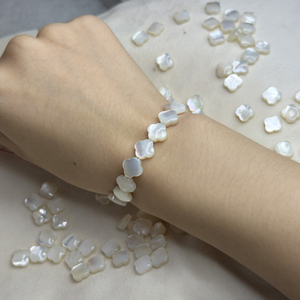 Natural Mother of pearl clover shape cutting bracelet design making small things white shell for chain women necklace flower