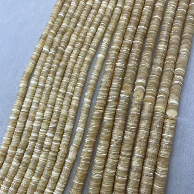 Natural Mother of pearl thin disco shape cutting round design for bracelet DIY small beans women necklace making brown shell