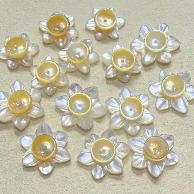 Natural Mother of pearl small cabochon beans for earrings design making flower shape women jewelry design using DIY inlay 