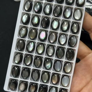 Natural Mother of pearl cabochon cutting for pendant making inlay design black shell oval shape small beans earrings parts 