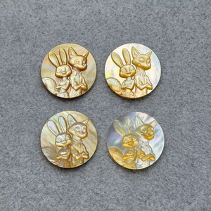 Natural Mother of pearl animal shape cutting round pendant jewelry inlay design cabochon black shell for embossment women necklace 