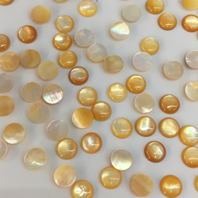 Natural Mother of pearl small cabochon yellow color for rings inlay making women necklace round shape parts bombe design 