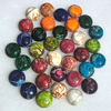 Natural Mother of pearl cabochon stone rings inlay making women jewelry design colorful stone beans necklace turquoise parts 
