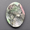 Natural Mother of pearl cameo design cutting oval shape big pendant lady face for women necklace making black shell cutting
