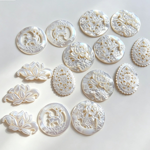 Natural Mother of pearl hollow design cutting drop shape earrings embossment design big pendant round shape animal shape 