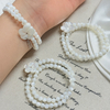 Natural Mother of pearl fashion bracelet for women jewelry flower design with shell white color DIY ball chain lady jewelry design 