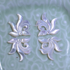 Natural Mother of pearl flower shape cutting pendant design embossment face jewelry DIY making white flower cabochon design