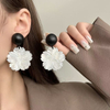 Natural Mother of pearl flower big size for pendant women jewelry earring design white shell cutting cabochon fashion design making