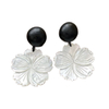 Natural Mother of pearl flower big size for pendant women jewelry earring design white shell cutting cabochon fashion design making