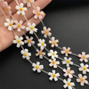 Natural Mother of pearl flower carving for jewelry necklace design using double face beads white shell women chain design fashion