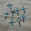 Natural Mother of pearl cross shape cutting for pendant making inlay thin design cross cabochon women jewelry colorful abalone 