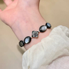 Natural Mother of pearl women bracelet design beans black color oval shape bombe face jewelry parts fashion design cabochon 
