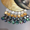 Natural Mother of pearl oval shape cutting small cabochon yellow shell rings inlay using round shape necklace design colorful shell earrings 