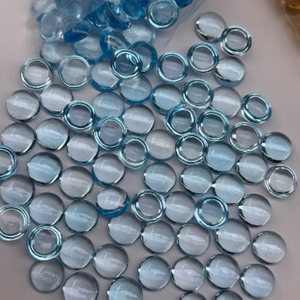 Natural Mother of pearl round shape cabochon cutting women earring design topaz stone rings inlay making blue stone necklace lady