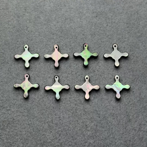 Natural Mother of pearl clover shape cutting black shell for bracelet making hollow design plain face small beans square design