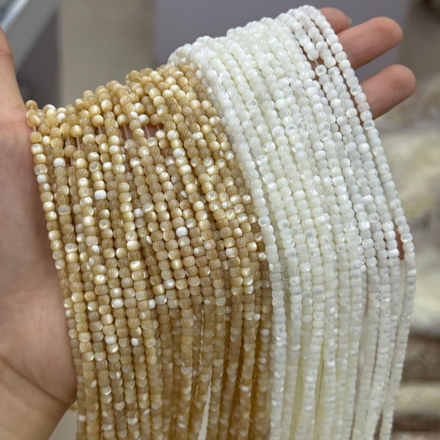 Natural Mother of pearl small beans disco shape cutting for women necklace brown shell necklace design making long size cabochon
