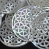 Natural Mother of pearl round pendant cutting hollow design face carving big size image for earrings making by handmade jewelry