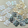 Natural Mother of pearl clover shape cutting square cabochon making for bracelet design thin flower embossment image parts 