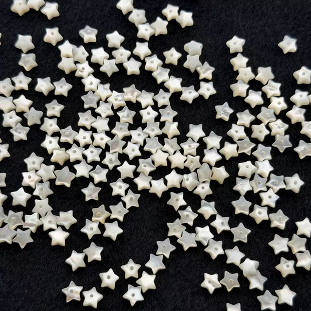 Natural Mother of pearl small star shape cutting for necklace making bombe face cabochon white shell for DIY jewelry using beans